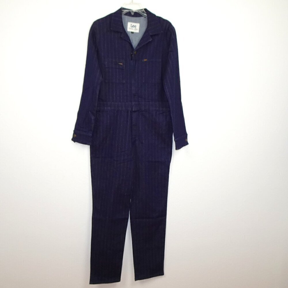 Lee Union-Alls Coverall Jumpsuit Women's Size S Blue Metallic Pinstripe - Picture 1 of 12